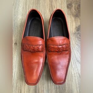Bottega Veneta Intrecciato Leather Loafers Orange Red Size 37 LNC